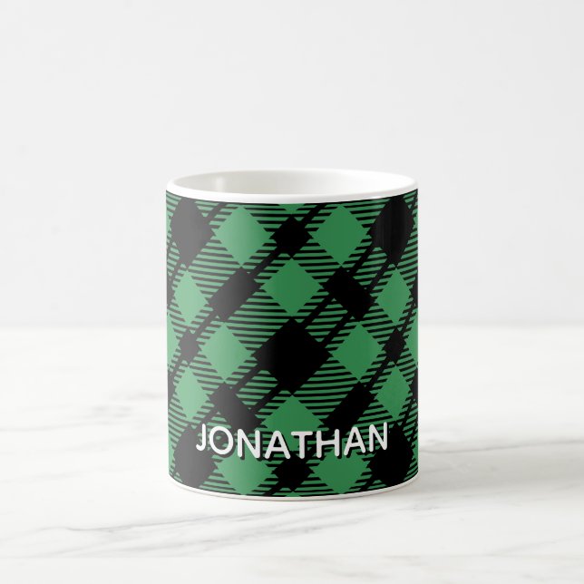 Classic Holiday Green Checkered Pattern Custom Kaffeetasse (Mittel)