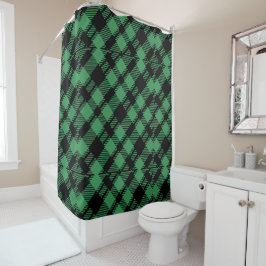 Classic Holiday Green Checkered Pattern  Duschvorhang