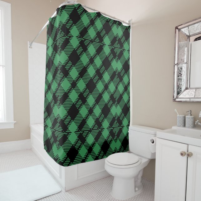 Classic Holiday Green Checkered Pattern  Duschvorhang (Beispiel)