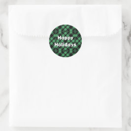 Classic Holiday Green Checkered Pattern  Runder Aufkleber