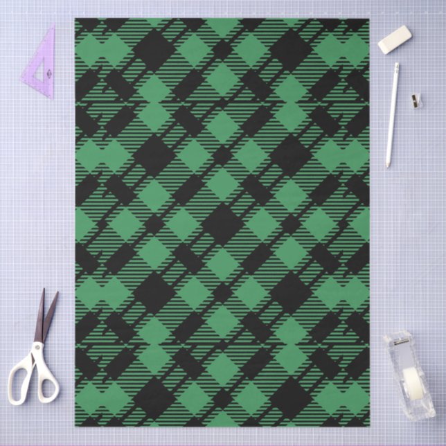 Classic Holiday Green Checkered Pattern  Seidenpapier (Basteln)