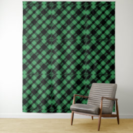 Classic Holiday Green Checkered Pattern  Wandteppich