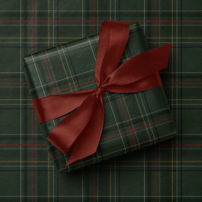 Classic holiday plaid hunter green Christmas Geschenkpapier (Von Creator hochgeladen)