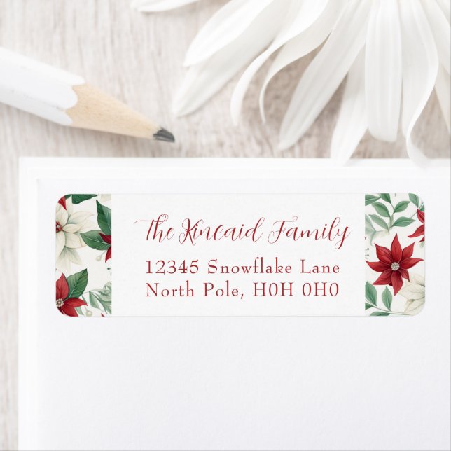 Classic Holiday Poinsettia Rücksendeadresse (Insitu)