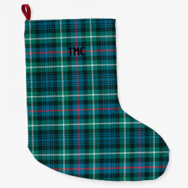 Classic Holiday Tartan Karierte INITIALS Festival Großer Weihnachtsstrumpf