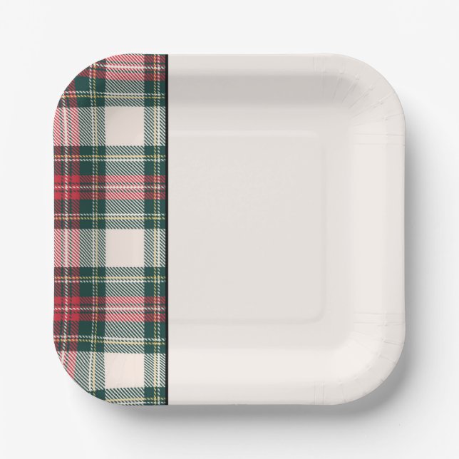 Classic Holiday Tartan Kariertes Festiv Zwei Tone  Pappteller (Vorderseite)