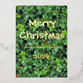 Classic Holly Berry Greenery Red Berries Card Folien Feiertagskarte