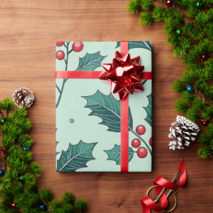 Classic Holly Weihnachtswrapping Paper Geschenkpapier