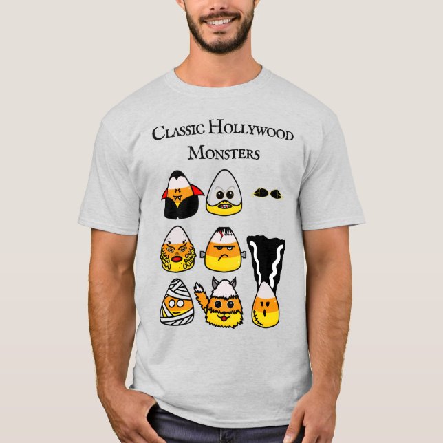 Classic Hollywood Monsters Candy Corn T-Shirt (Vorderseite)