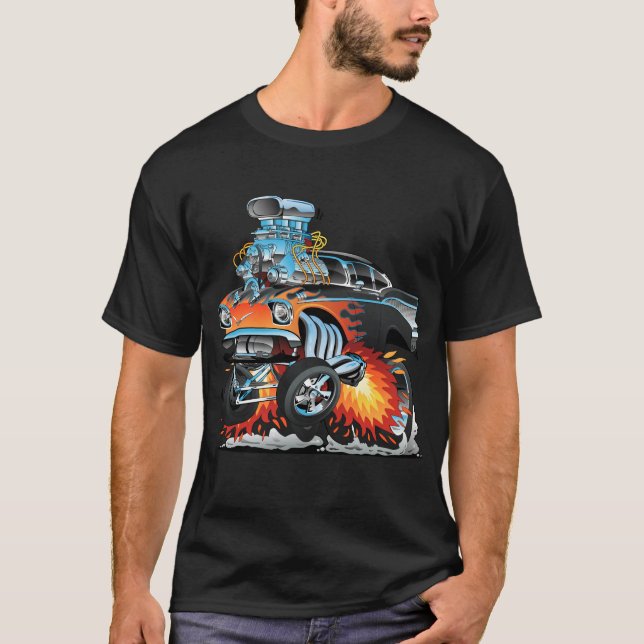 Classic Hotrod Fifties Style Gasser Drag Racing T-Shirt (Vorderseite)