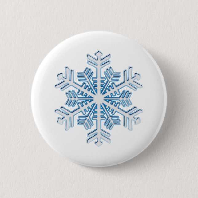 Classic Icy Blue Winter Weihnachtsschneeflocke Button (Vorderseite)