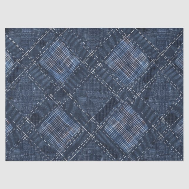 Classic Indigo Diamond Stitch Denim Muster Seidenpapier (Vorderseite)