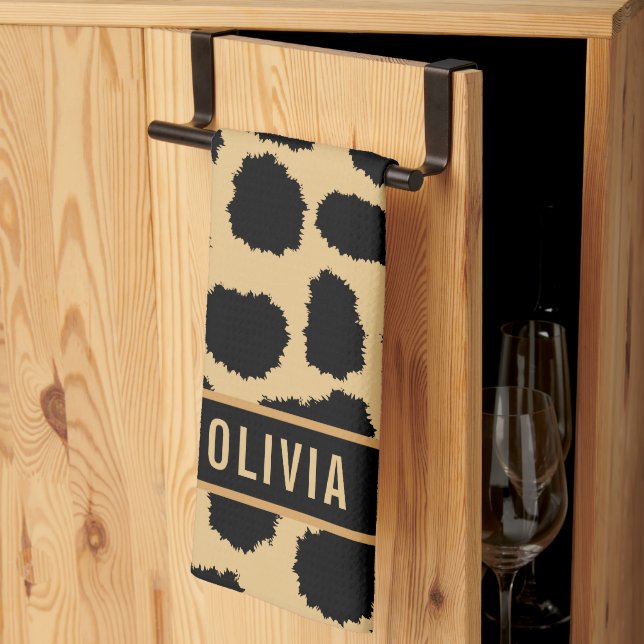 Classic Individuelle Name Cheetah Animal Print Mus Geschirrtuch (Drittel gefaltet)