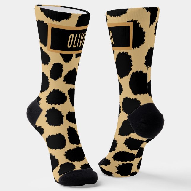 Classic Individuelle Name Cheetah Animal Print Mus Socken (Gewinkelt)