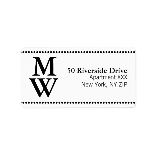 Classic Initials Stylish Address Labels (Custom) Adressaufkleber (Vorne)