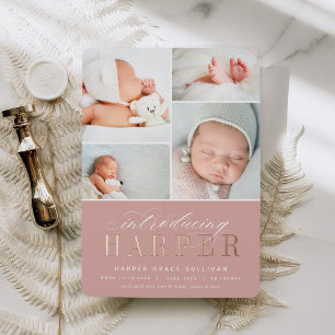 Classic Introduction Foil Photo Birth Announcement Folieneinladung