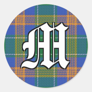 Classic Irish Clan McAuliffe Tartan Monogram Runder Aufkleber
