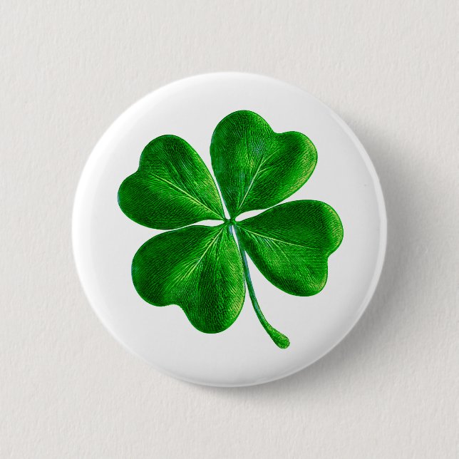 Classic Irish vierblättriges Kleeblatt Button (Vorderseite)