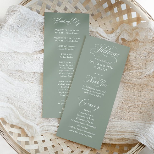 Classic Italian Elegance Sage Green | Hochzeit Programm (Von Creator hochgeladen)