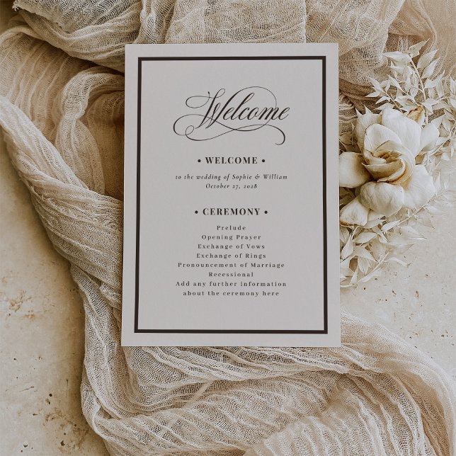 Classic Ivory and Brown | Luxe Neutral Wedding Programm (Von Creator hochgeladen)