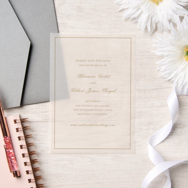 Classic Ivory and Gold Wedding Save the Date (Hochzeit)