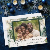 Classic Ivory Blue Christmas Family Foto