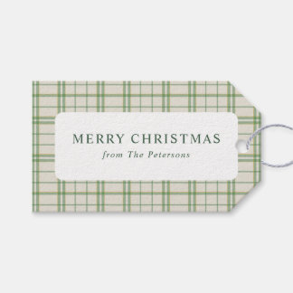 Classic Ivory & Green Plaid Christmas Geschenkanhänger