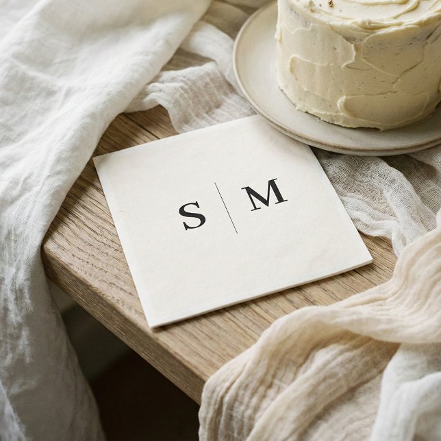 Classic Ivory Monogram Wedding Serviette (Von Creator hochgeladen)