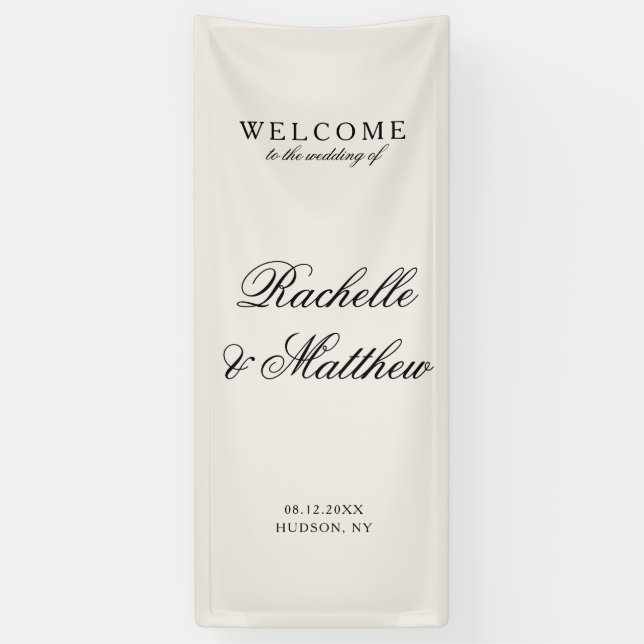 Classic Ivory Old Money Wedding Welcome Banner (Vertikal)
