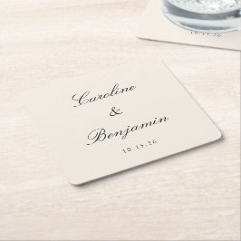 Classic Ivory Script Elegant Wedding Individuelle  Rechteckiger Pappuntersetzer