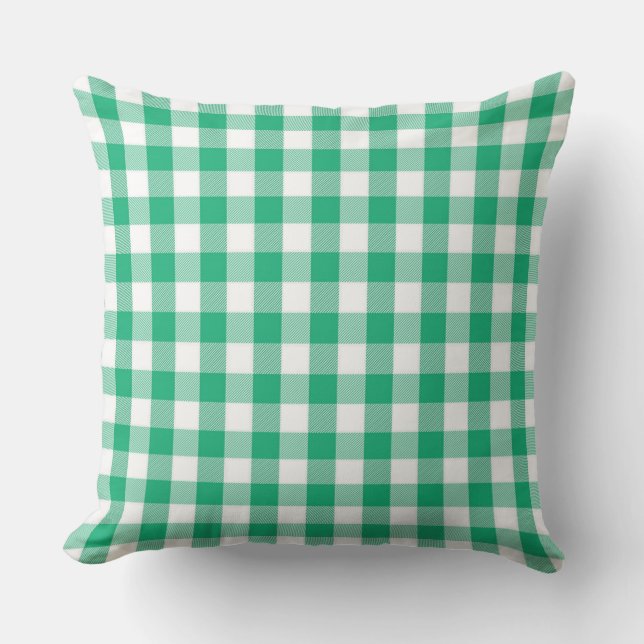 Classic Jade Green Gigham Pattern Throw Kissen (Vorderseite)
