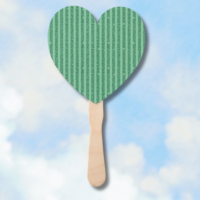 Classic Jade Green Glitter Style Vertical Stripes Fächer (Von Creator hochgeladen)