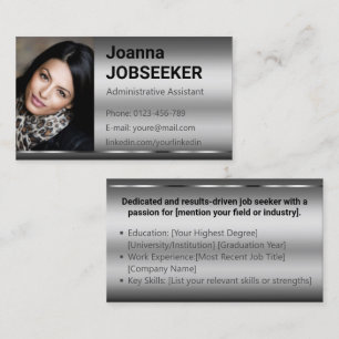 Classic Job Seeker Minimal Ombre Elegant Silver Visitenkarte