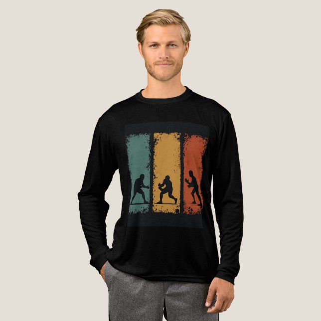 Classic Karate Silhouette Long Sleeve T-Shirt Tri-Blend Shirt (Volle Vorderseite)