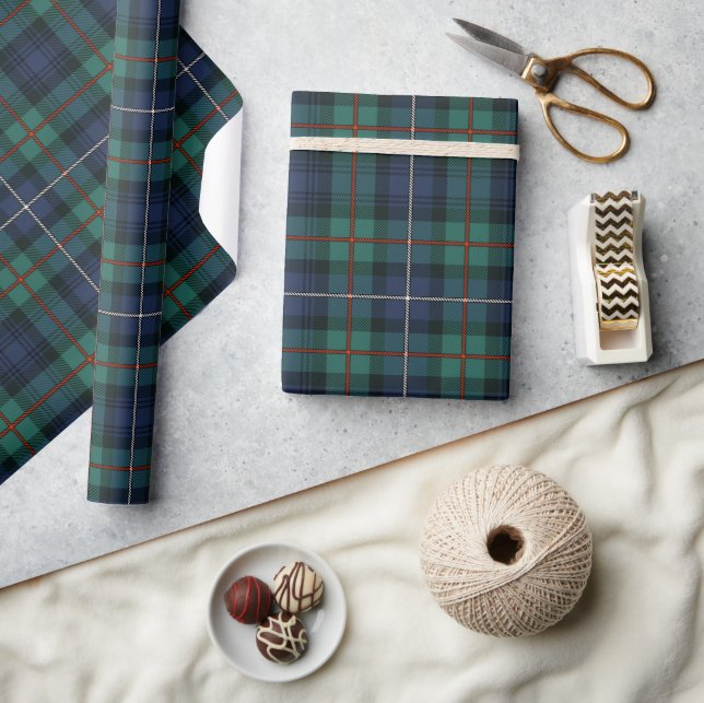 Classic Kariert Clan Robertson Green Tartan Geschenkpapier (Basteln)