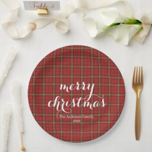 Classic Kariert Merry Christmas Festival - Pappteller