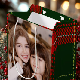 Classic Kariert Zwei Foto Weihnachten Mittlere Geschenktüte