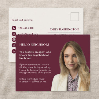 Classic Key Introduction Maroon Real Estate Agent Postkarte