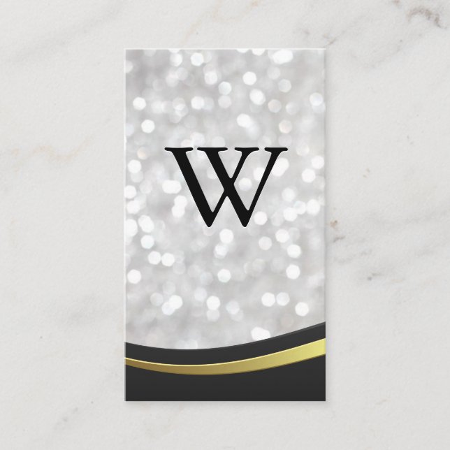 Classic Large Monogram | Bokeh | Wellendesign Visitenkarte (Vorderseite)