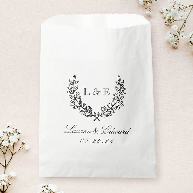 Classic Laurel Wedding Initial Monogram Geschenktütchen (Von Creator hochgeladen)