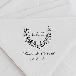 Classic Laurel Wedding Initial Monogram Permastempel