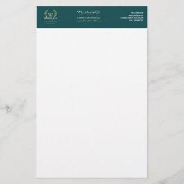 Classic Laurel Wreath Aquamarin Gold Monogram Briefpapier