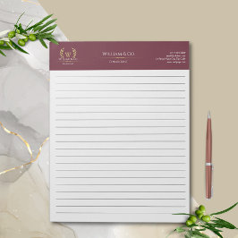 Classic Laurel Wreath Burgundy Gold Monogram Notizblock