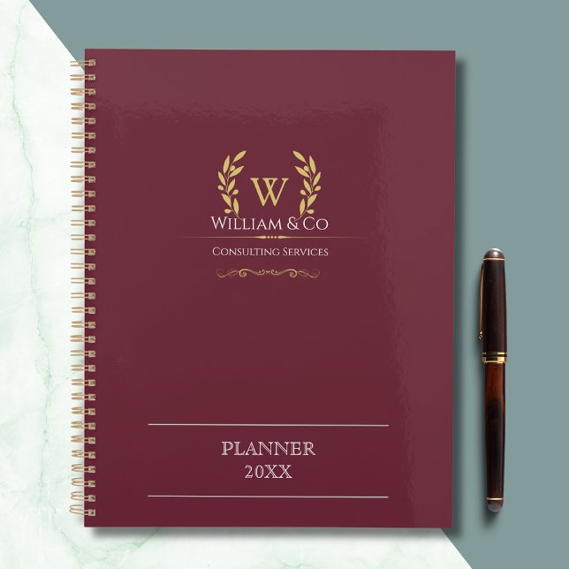 Classic Laurel Wreath Burgundy Gold Monogram Planer (Von Creator hochgeladen)