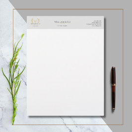 Classic Laurel Wreath Gray Gold Monogram Briefbogen