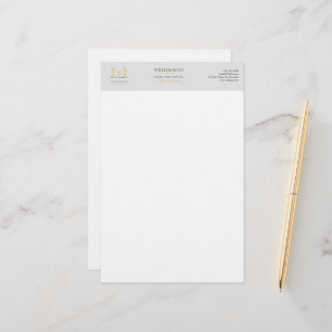 Classic Laurel Wreath Gray Gold Monogram Briefpapier