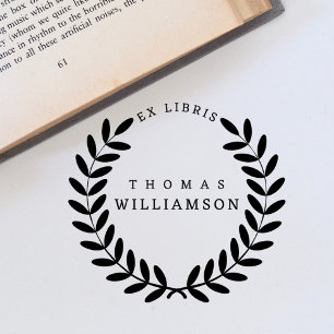 Classic Laurel Wreath Individuelle Name Ex Libris  Gummistempel