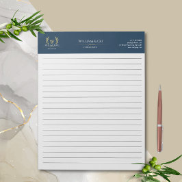 Classic Laurel Wreath Navy Blue Gold Monogram Notizblock