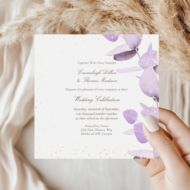 Classic Lavender Eucalyptus Glitzer Wedding Invita Einladung (Von Creator hochgeladen)