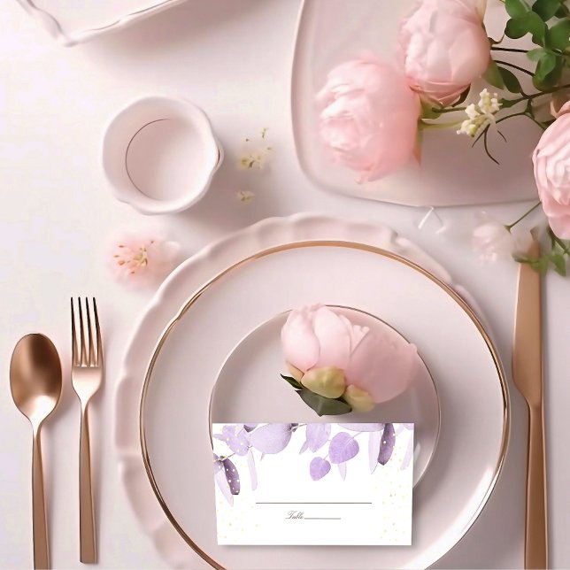 Classic Lavender Eucalyptus Glitzer Wedding Place Platzkarte (Von Creator hochgeladen)